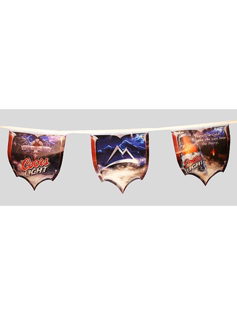 Nice COORS LIGHT Halloween Flag Banner w/ mountain - 25 ft. long - NEW!! Mint!